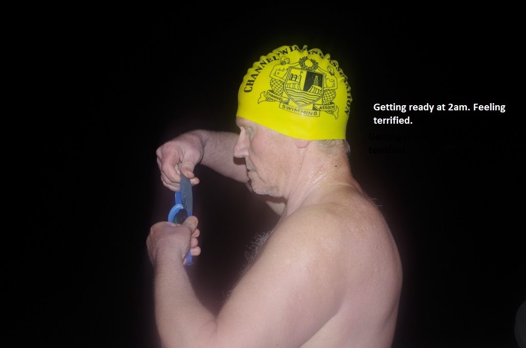 Peter Tucker about to swim the English Channel 21 August 2019